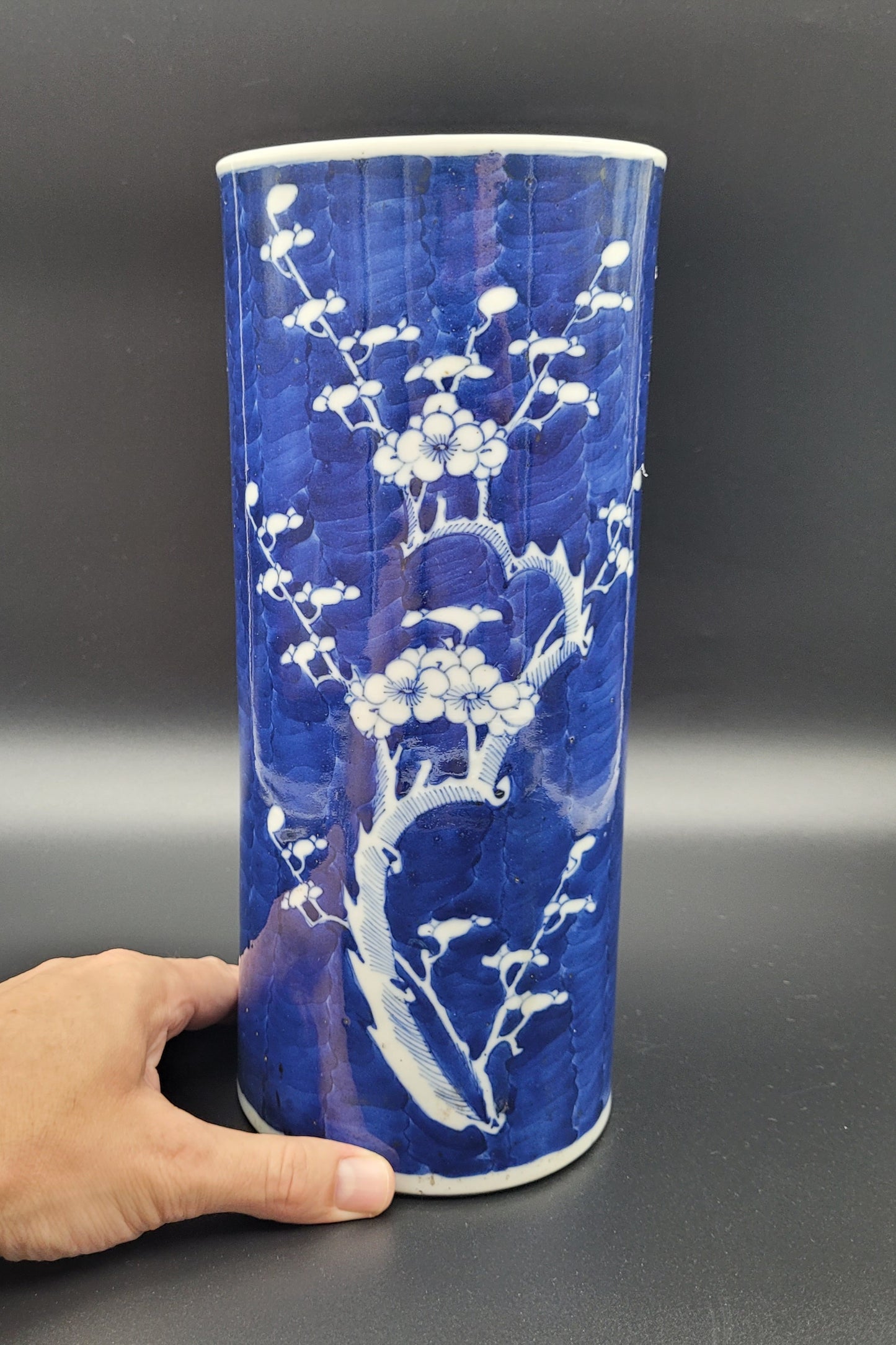 Antique Chinese Prunus Pattern Brush Pot 19th Century Vase 