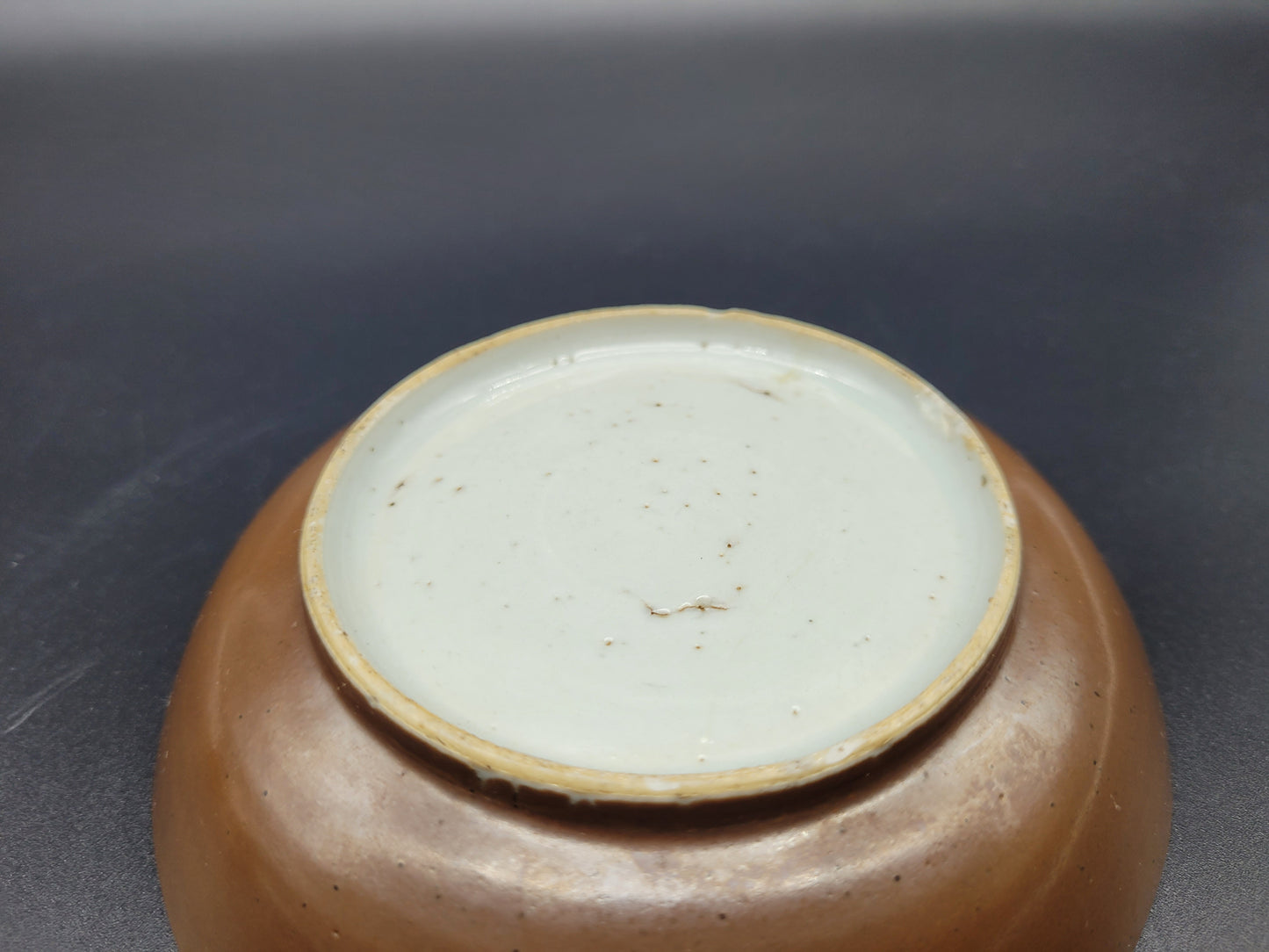 Chinese 18th Century Tea Bowl & Saucer with Cafe au Lait Glaze