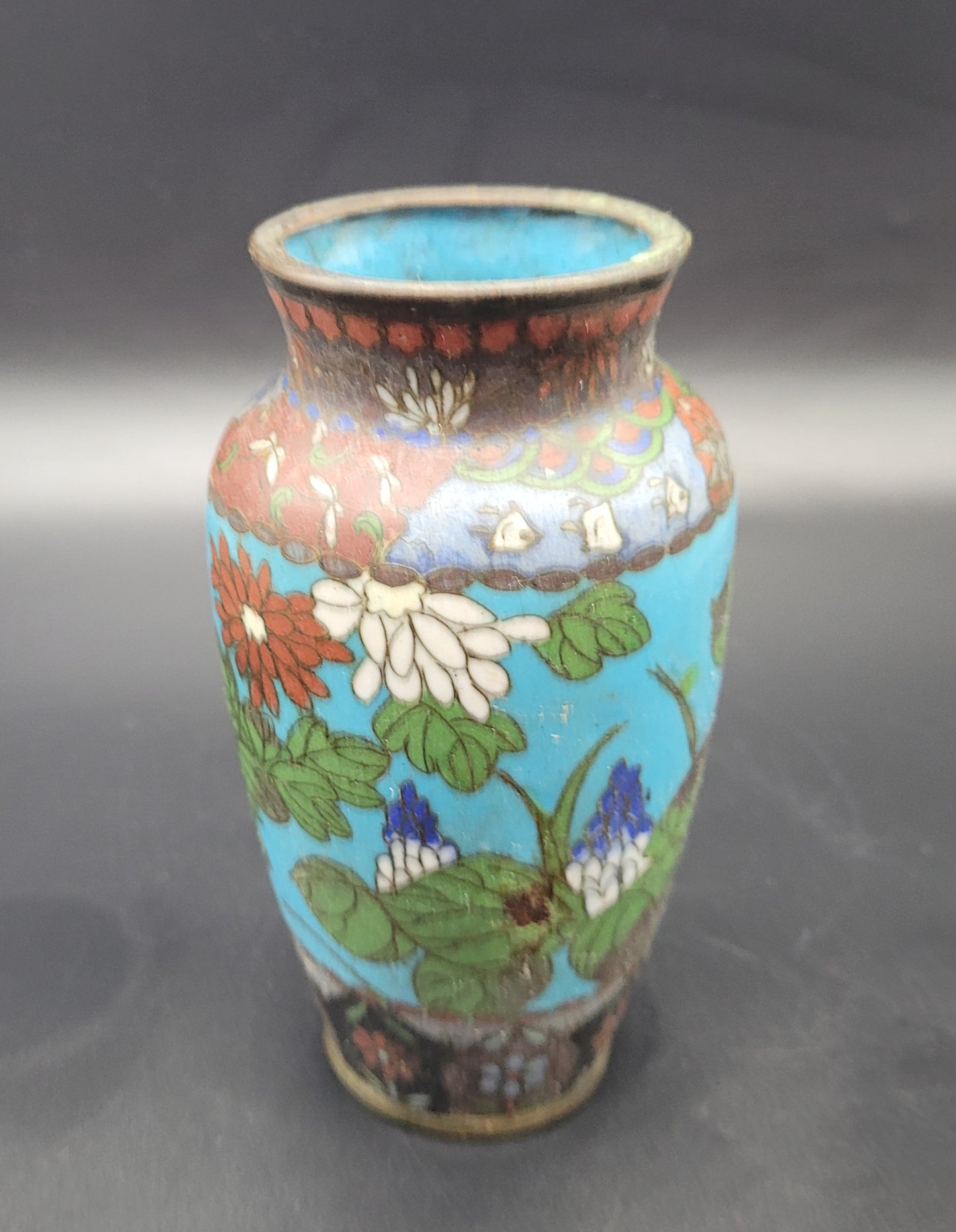 Antique Chinese Japanese Cloisonne Vase Ginger Jar 
