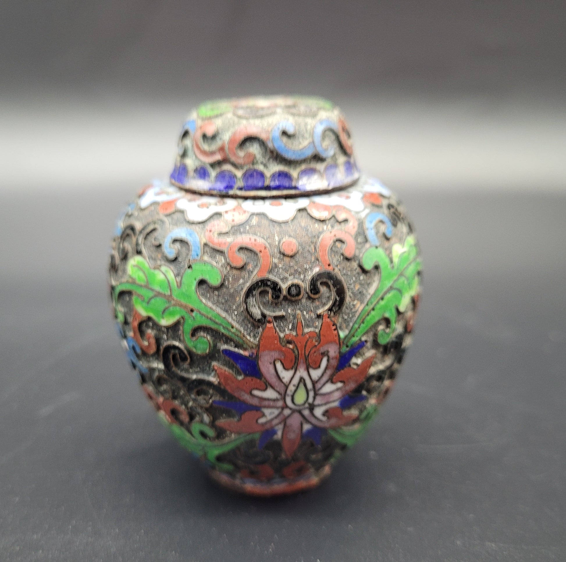 Antique Chinese Japanese Cloisonne Vase Ginger Jar Bowl 3 Pieces