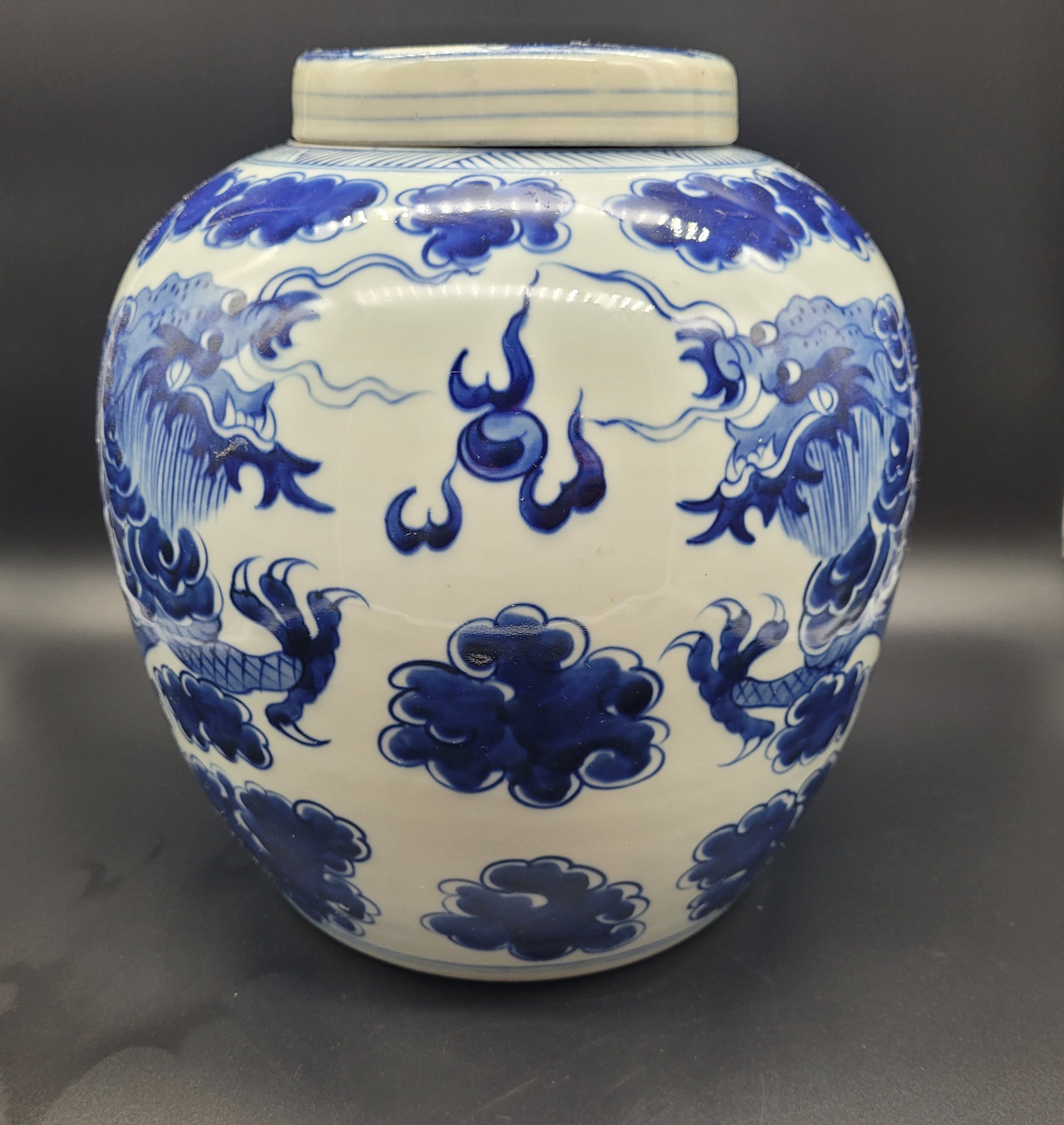 HUGE Antique Chinese Dragon Ginger Jar 