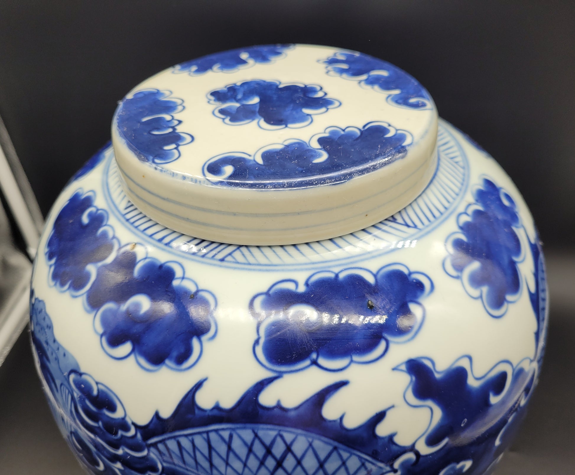 Antique blue white Ginger Jar Late 19th Early 20th Century