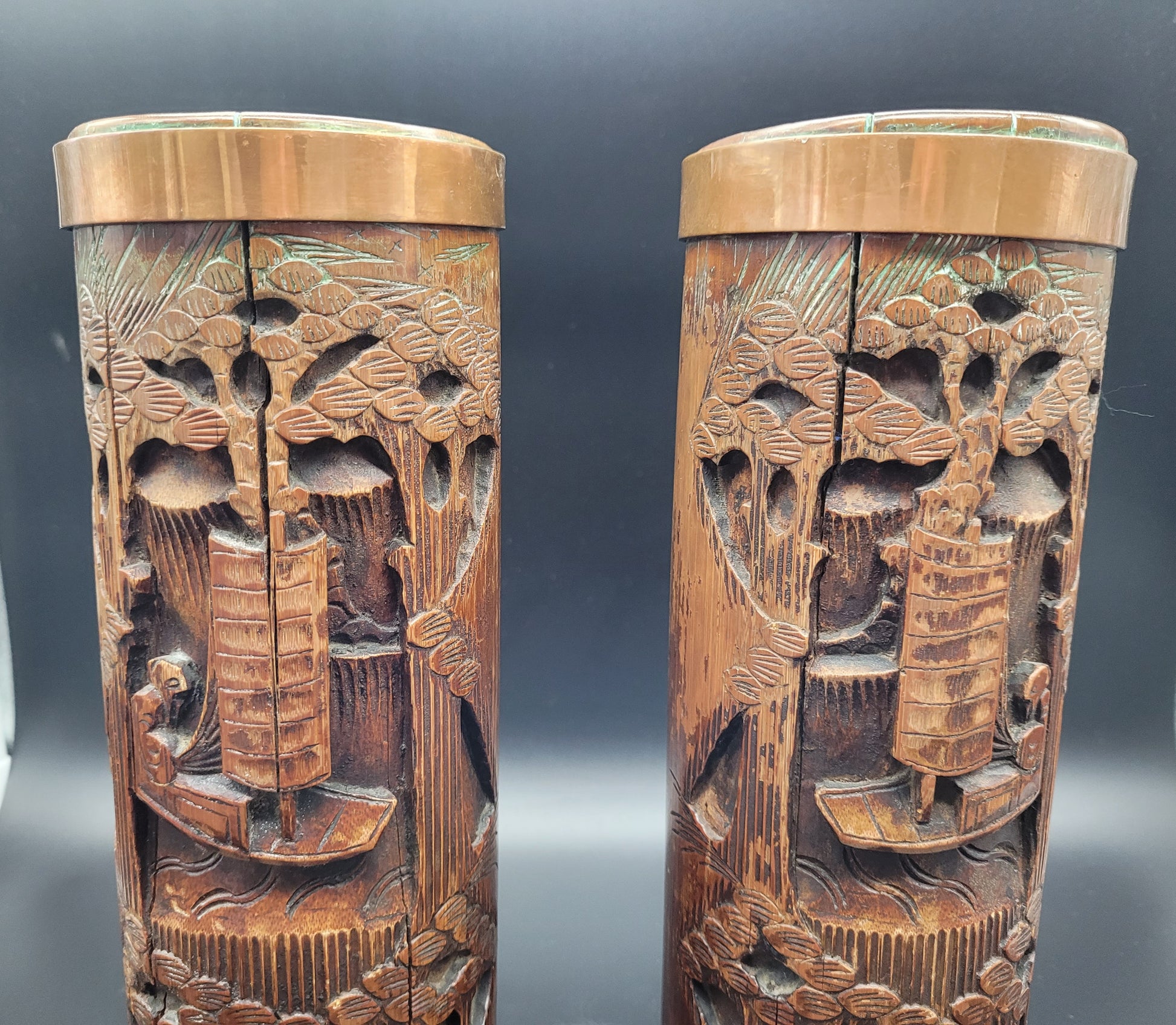 Chinese Carved Bamboo Brush Pots