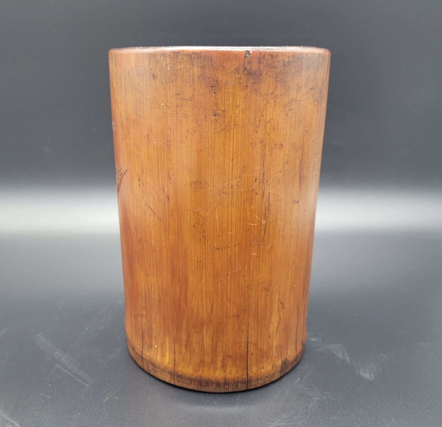Chinese Qing 19th Century Carved Bamboo Brush Pot