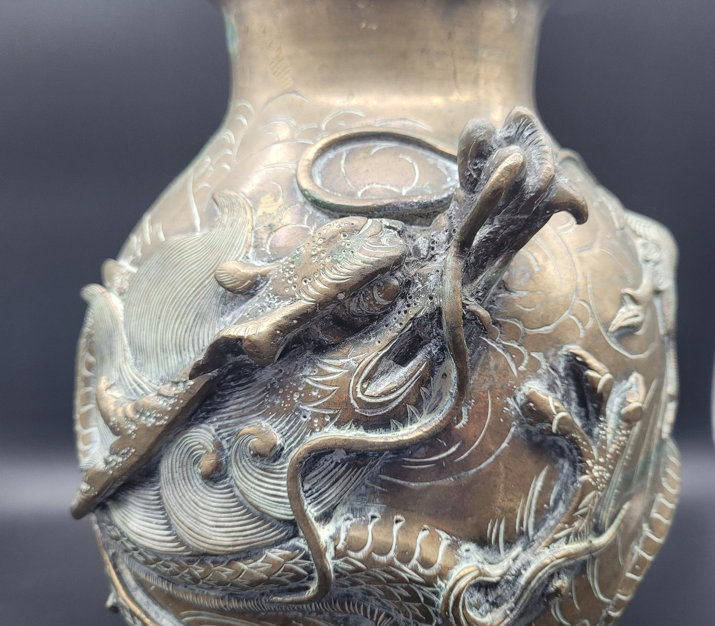 Antique Bronze Dragon Vase 19th Century