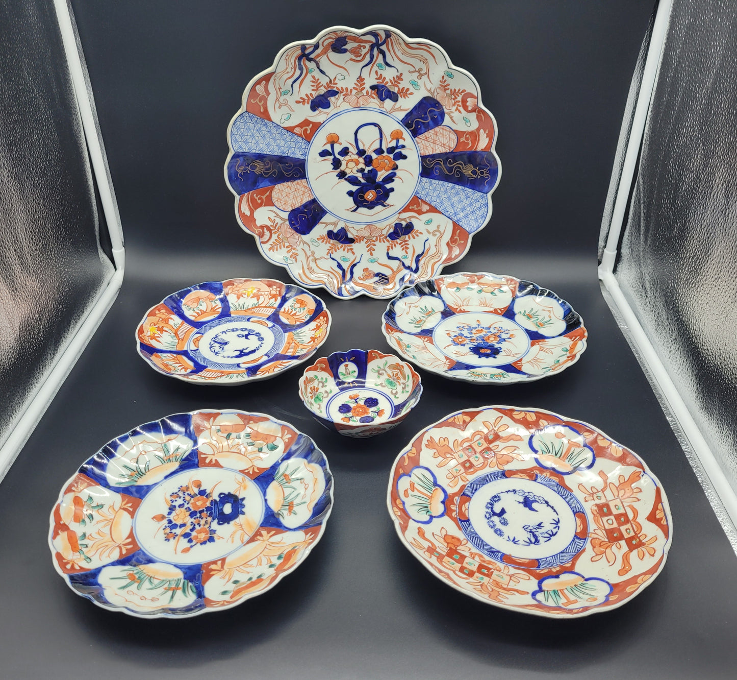 Antique Japanese IMARI Porcelain Collection 6 peices 19th century