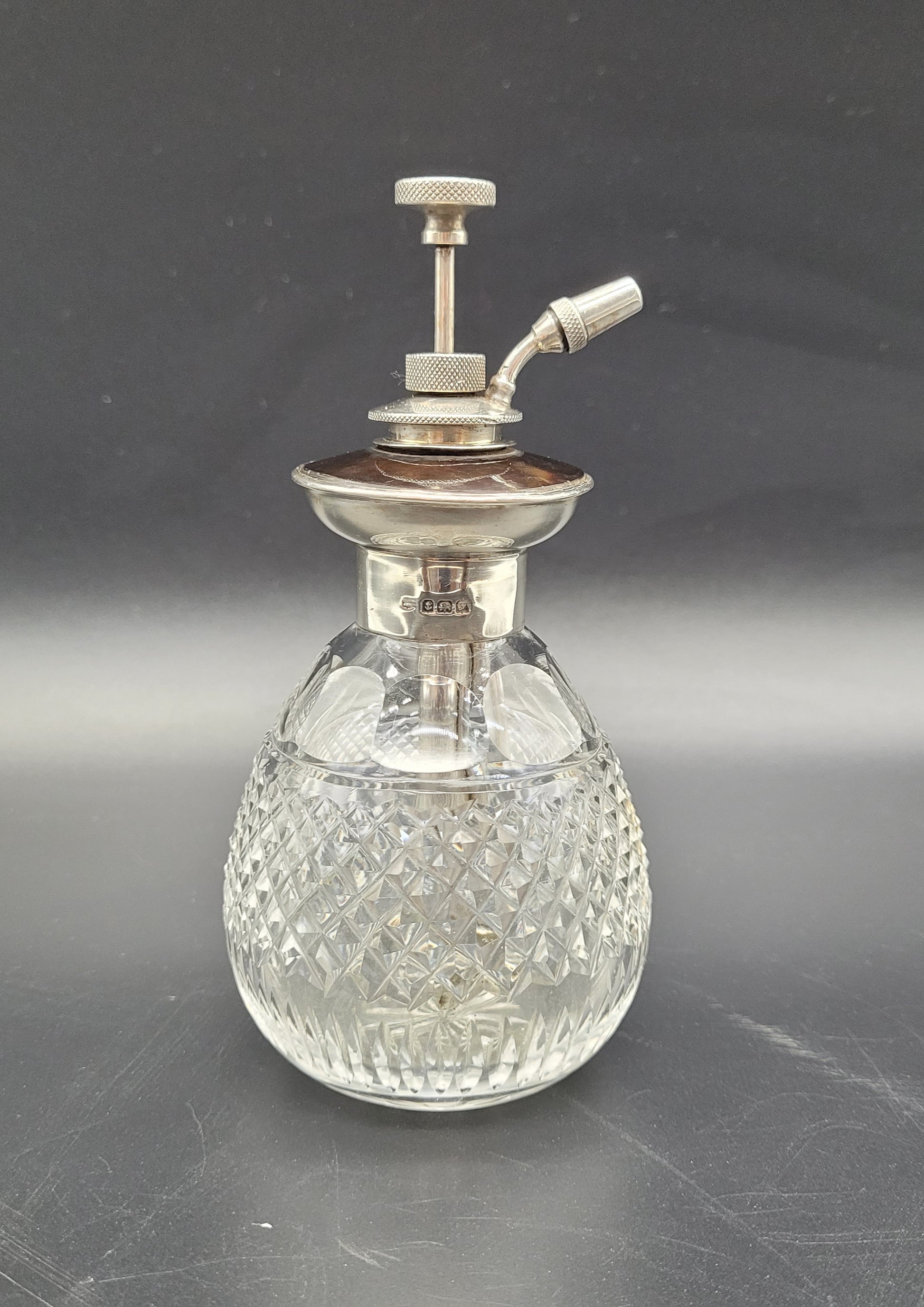 Antique / Vintage Crystal & Sterling Silver Perfume Bottle Atomiser