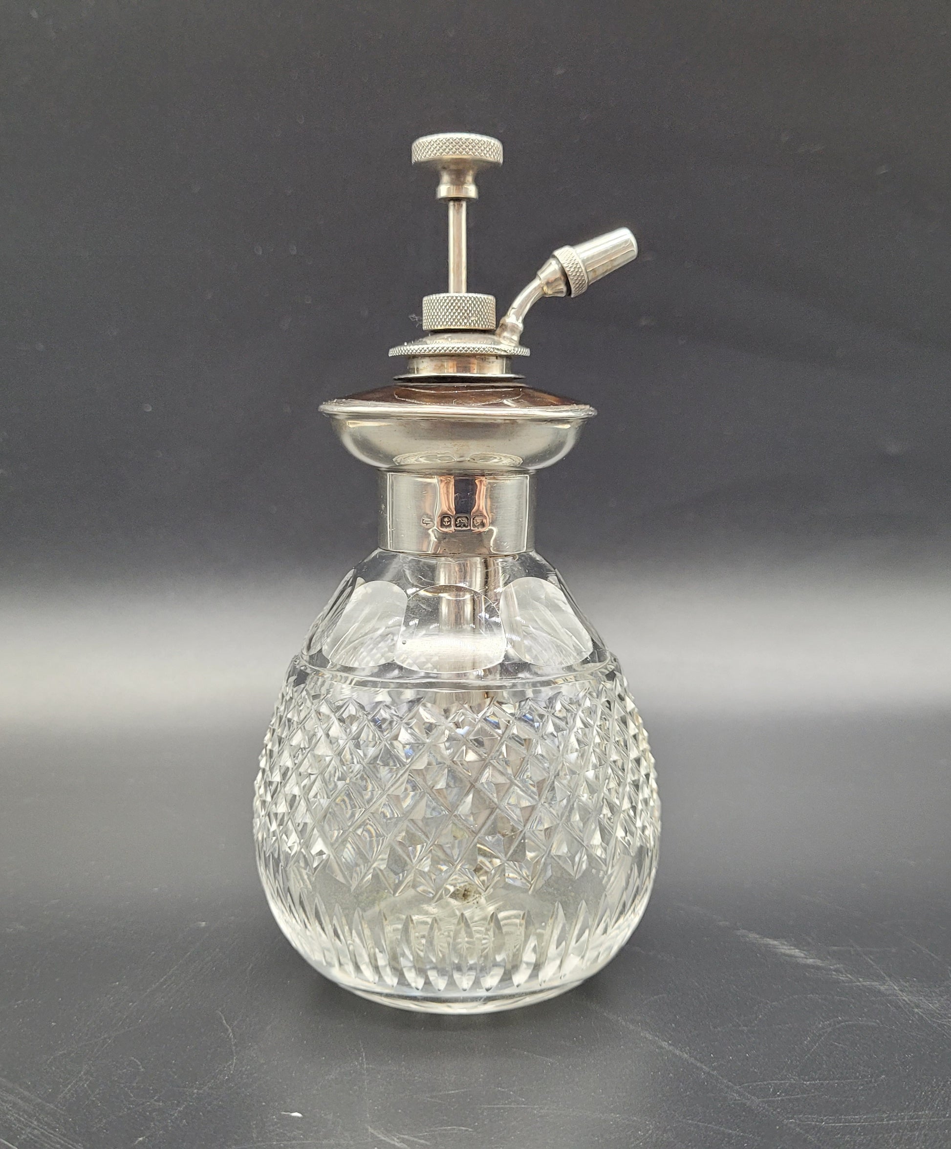 Antique Crystal & Sterling Silver Perfume Bottle Atomiser