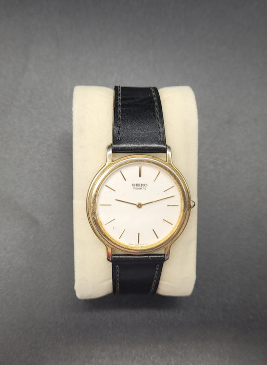 Vintage SEIKO Mens Watch Gold Plated White Dial