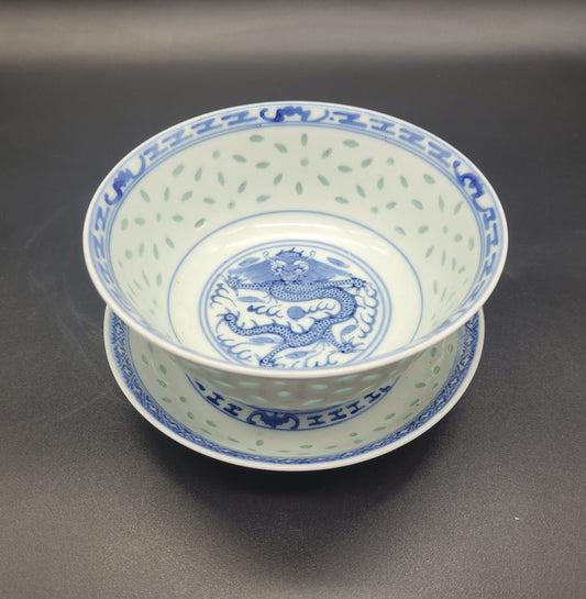 Chinese Republic period Dragon Bowl & Saucer