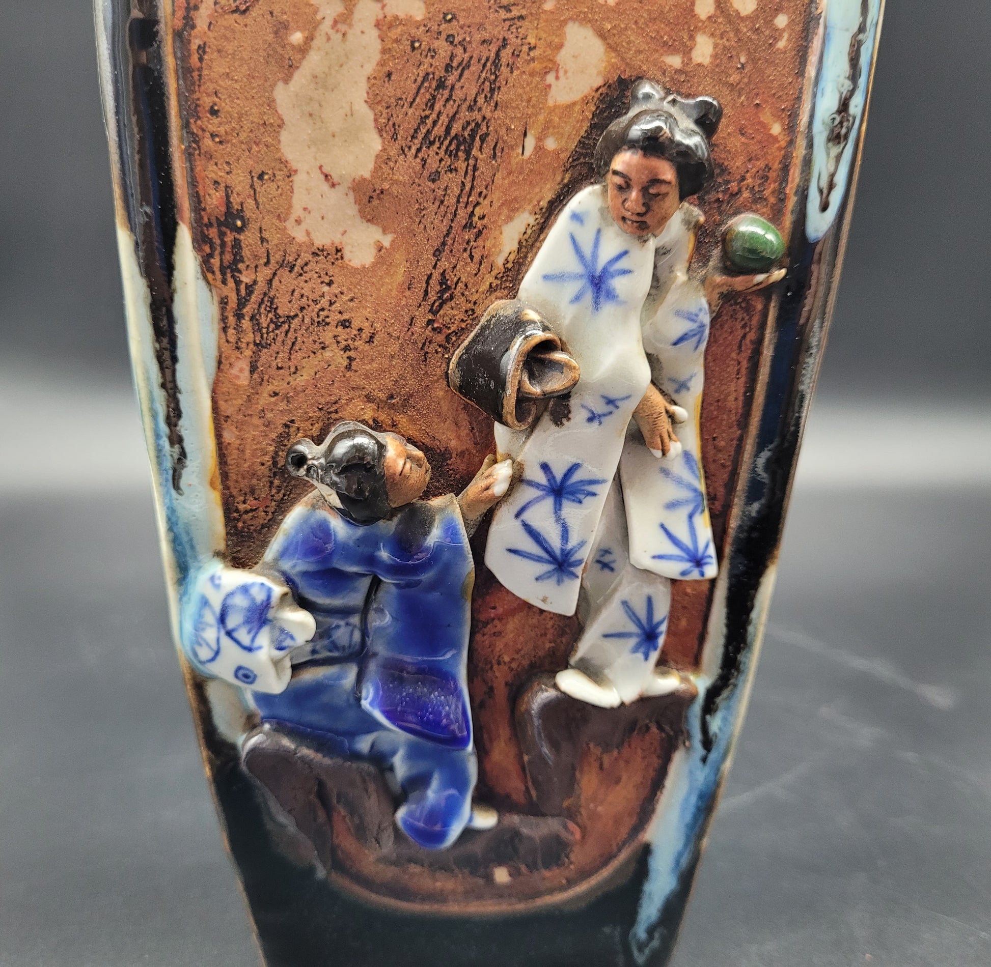 Highly Detailed Japanese Meiji Sumida Gawa Pottery Vases Signed By The Artist   Late 19th Century Meiji period  ANTIQUES FOR SALE UK