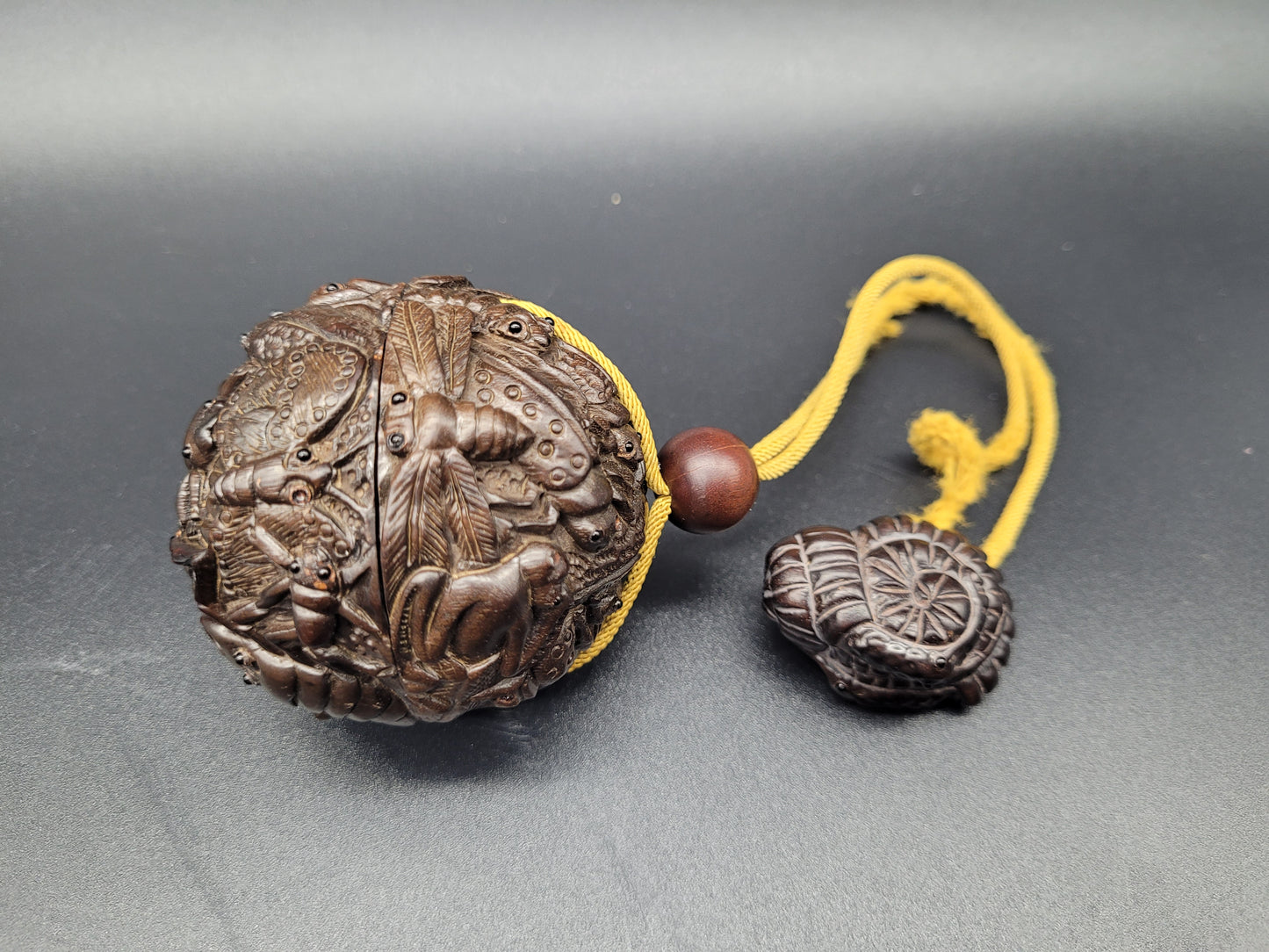 Antique Japanese Meiji Carved Inro & Netsuke Signed By The Artist