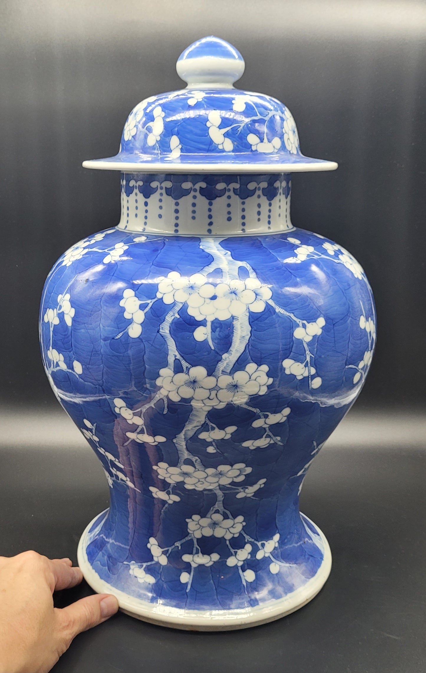 Chinese Qing Prunus Pattern MASSIVE Vase Temple Jar 19th Century ANTIQUES ONLINE USA