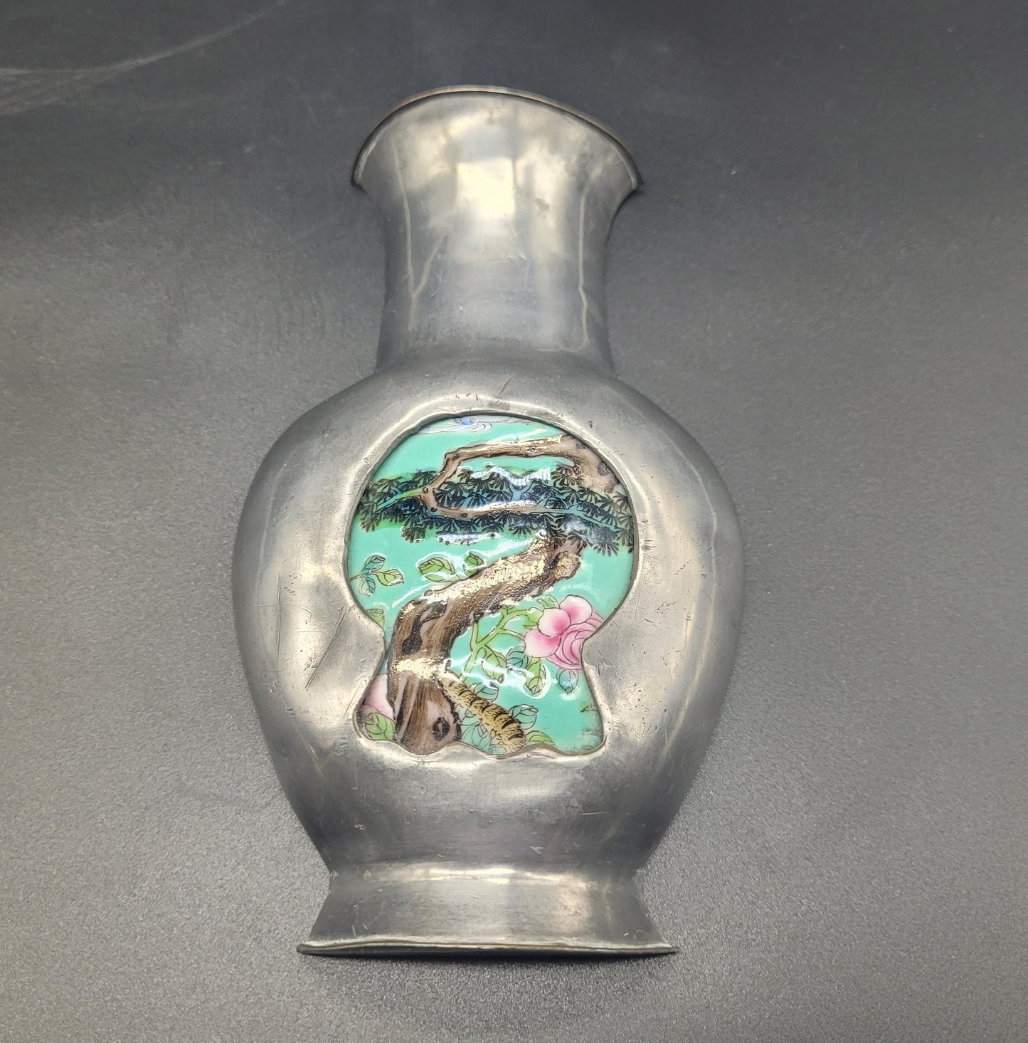Flea Market Finds Chinese Porcelain & White Metal Vase 19th Century CHINA Mark