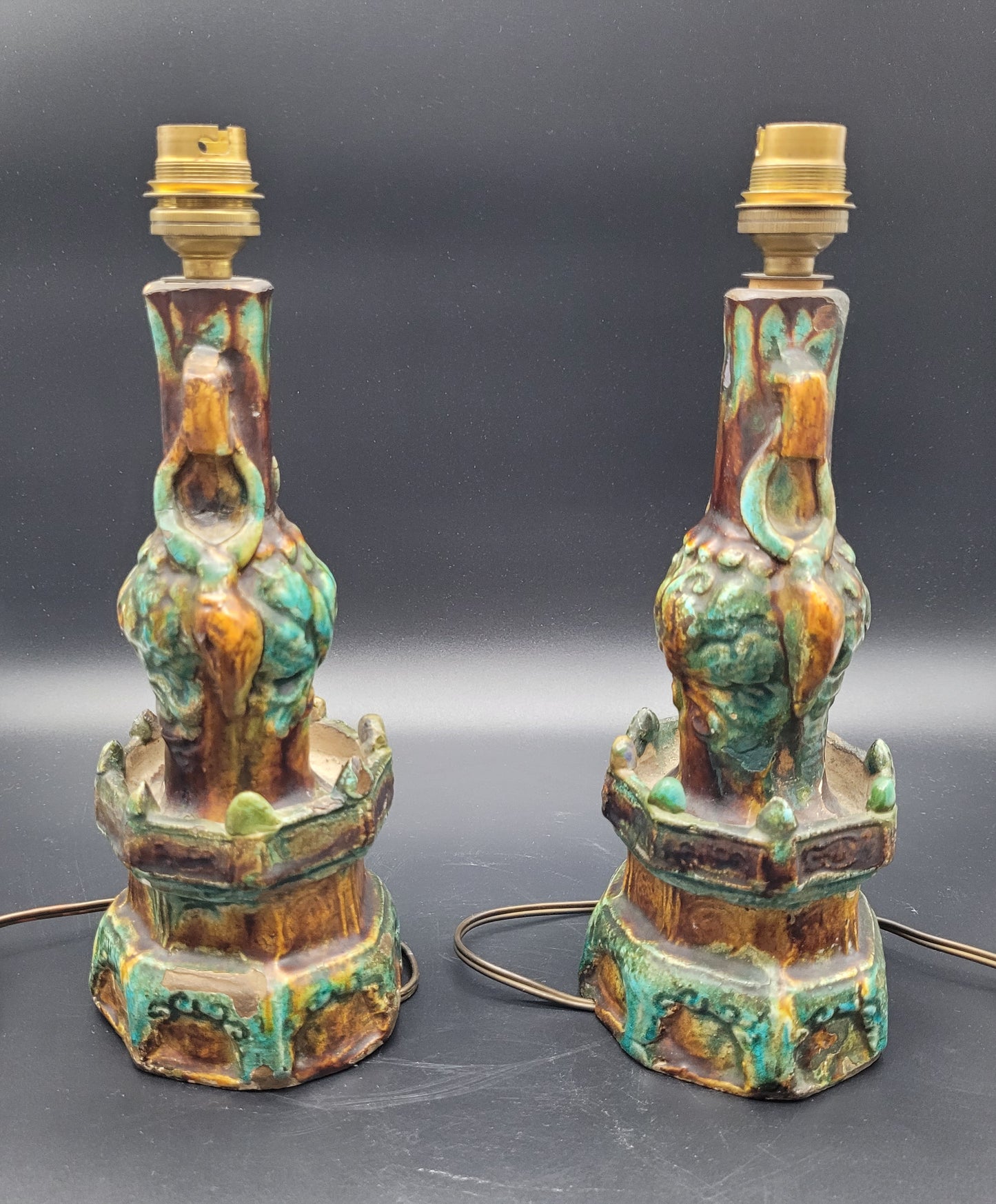 ANTIQUES & COLLECTABLES USA Chinese Ming Dynasty Pottery Candle Sticks 16th / 17th Century