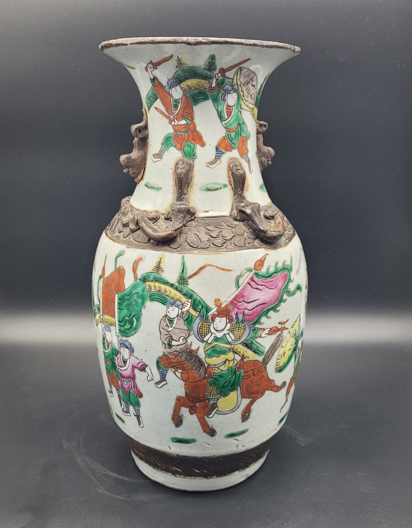 Late 19th Century Hand Decorated Chinese Warrior Vase ANTIQUES & COLLECTABLES USA