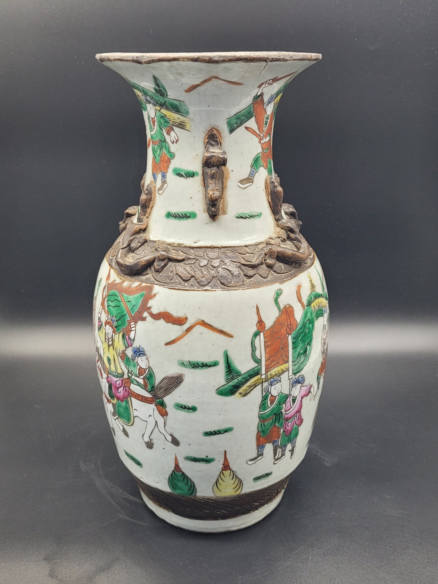 Late 19th Century Hand Decorated Chinese Warrior Vase ANTIQUES & COLLECTABLES UK