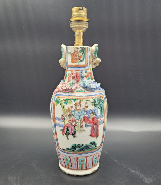 Chinese Antique Qing Vase 19th Century Table Lamp
