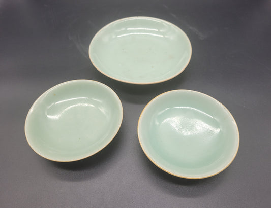 Three Really Nice Antique Chinese Longquan Celadon Plates / Bowls 