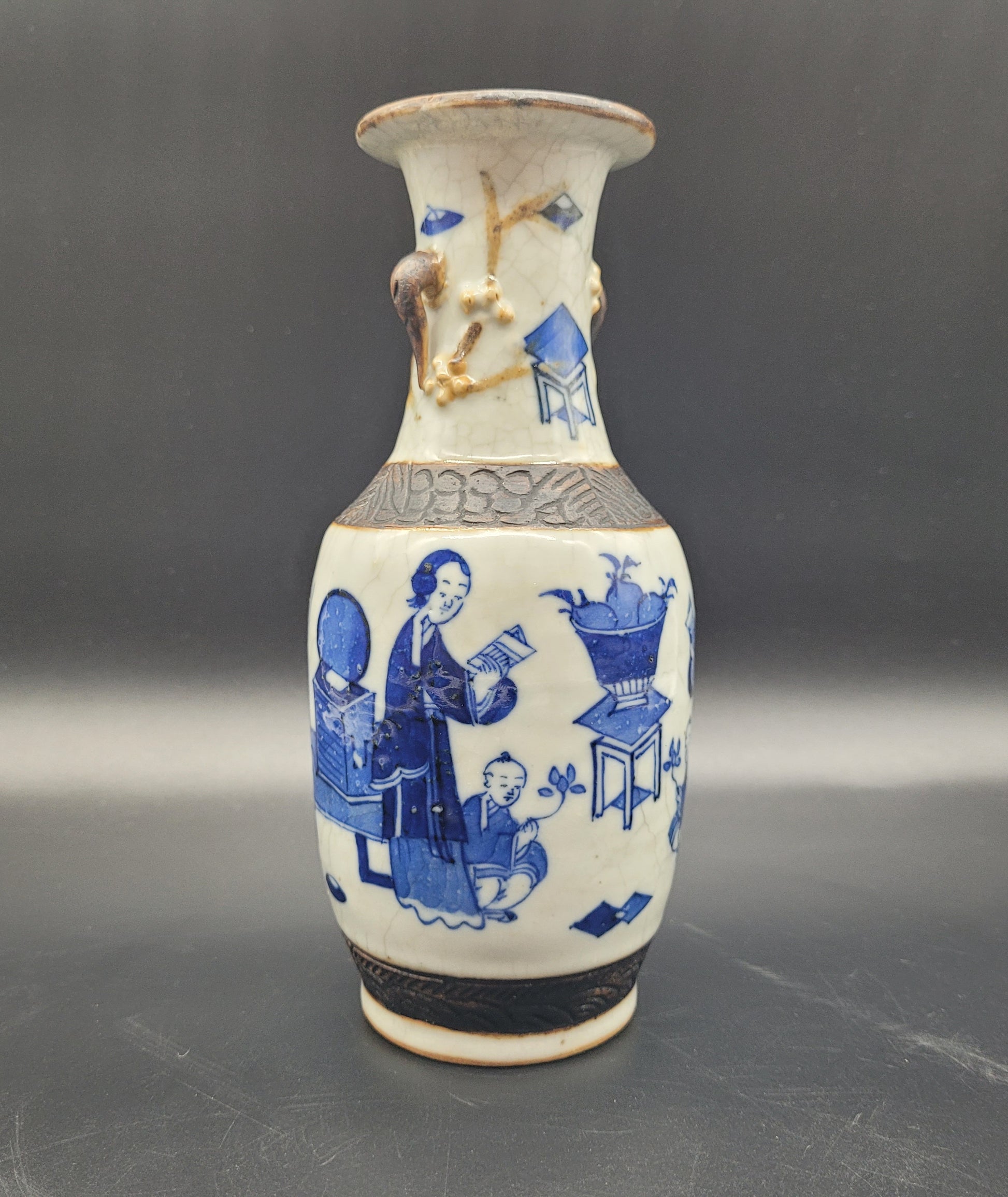 BUY ANTIQUES ONLINE Chinese Nanking 19th Century Antique Vase Blue / White Porcelain