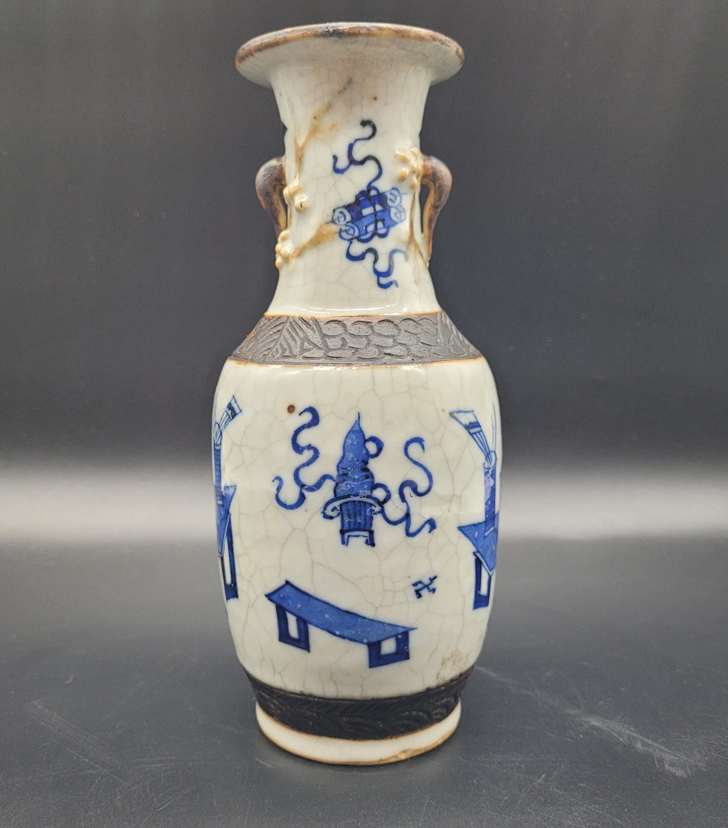 ANTIQUES ONLINE UK Chinese Nanking 19th Century Antique Vase Blue / White Porcelain