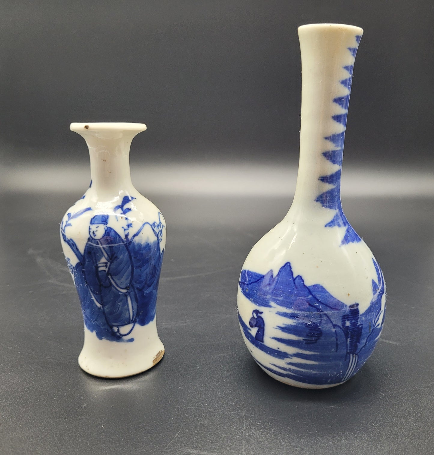 Two really good Chinese Antique Miniature Flower Vases  Dating to the 18th / 19th Century but the smaller vase could possibly be older 