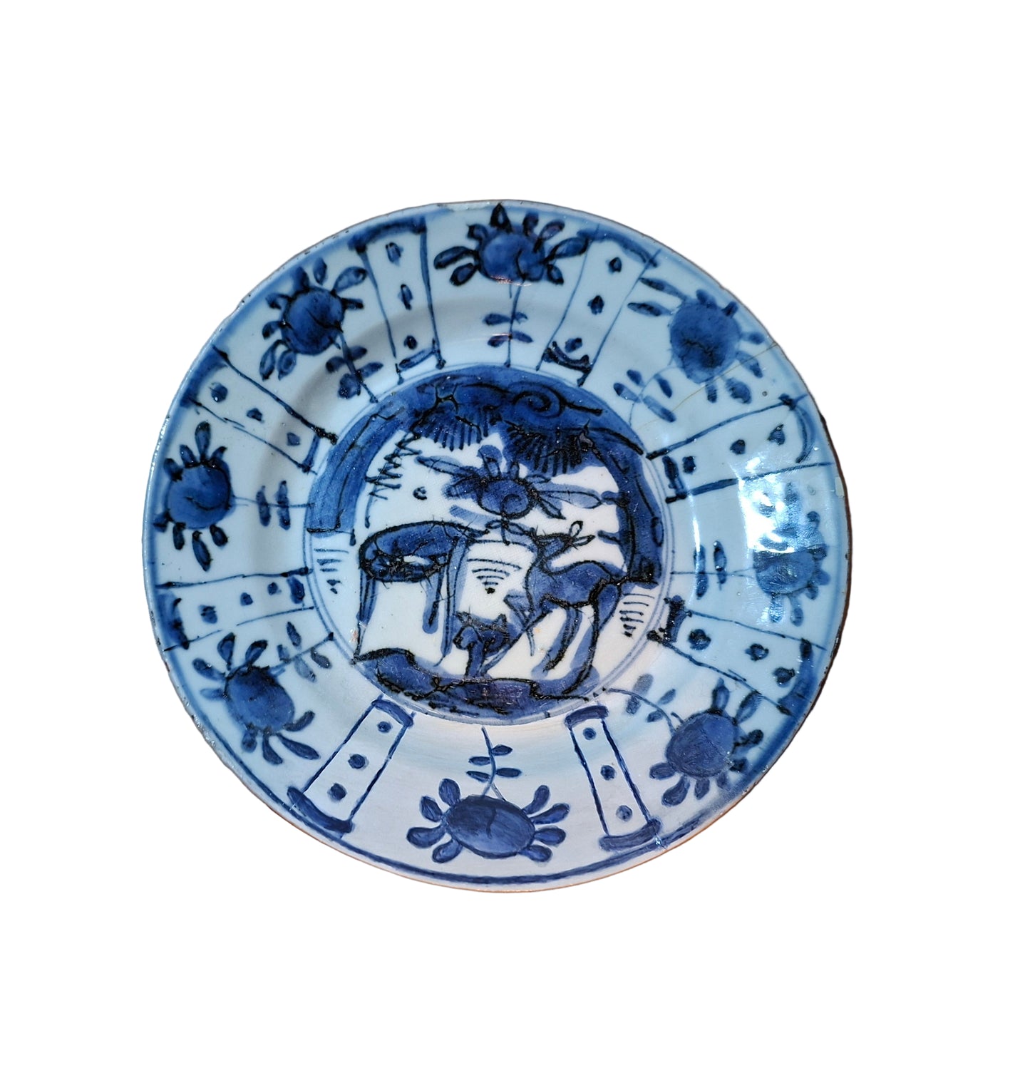 Antique Chinese blue and white dish, Ming dynasty, Wanli (1572-1620) and 18th Century Plate