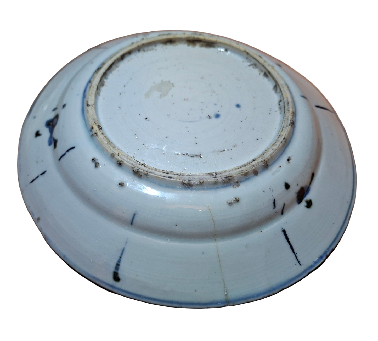 Antique Chinese blue and white dish, Ming dynasty, Wanli (1572-1620) and 18th Century Plate