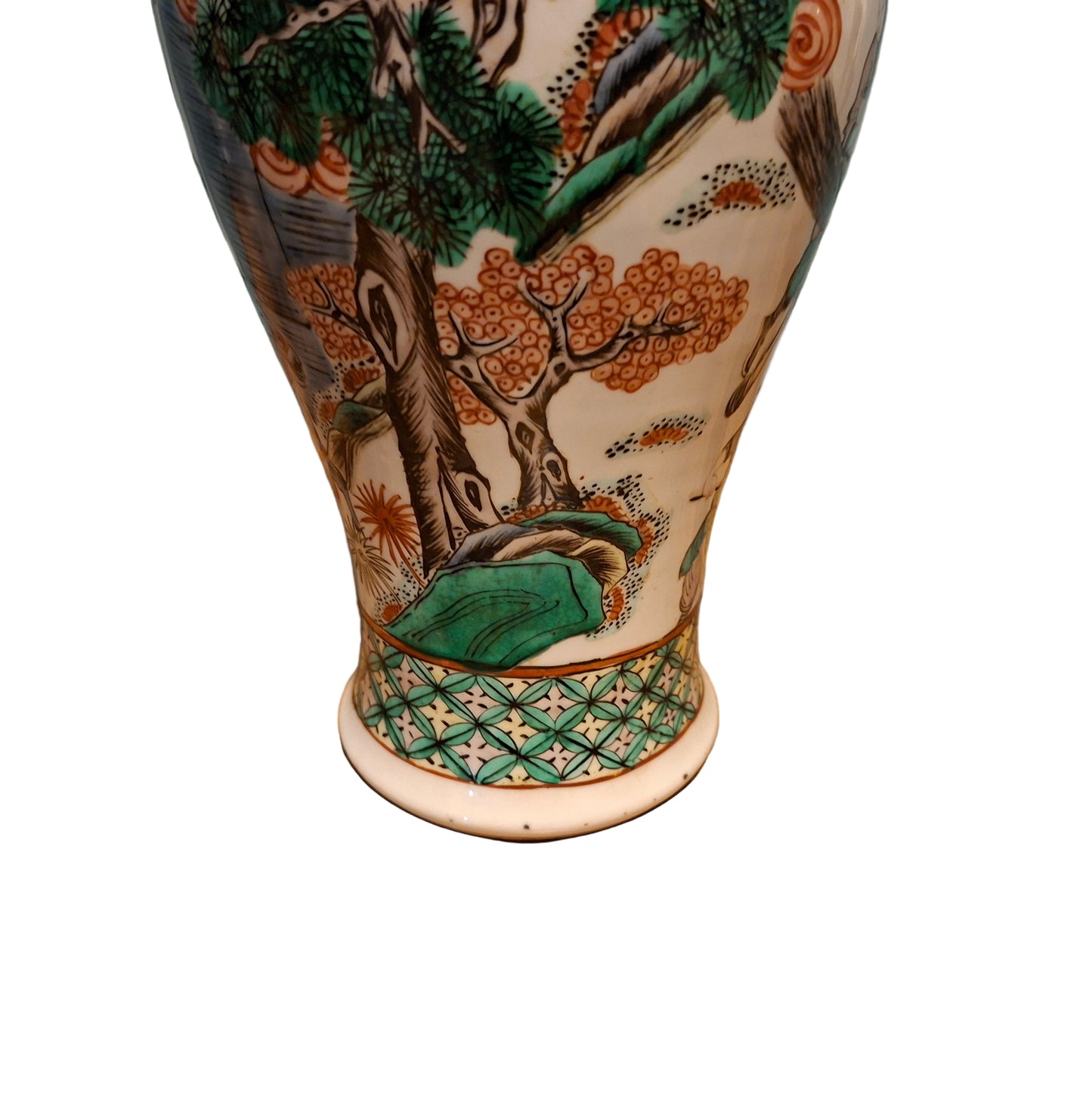 A late 19th century Chinese large famille verte vase, decorated with Chinese figures 32cm