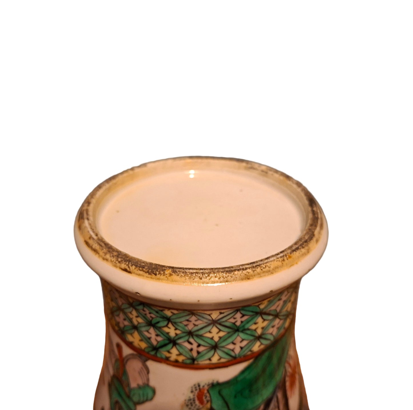 A late 19th century Chinese large famille verte vase, decorated with Chinese figures 32cm