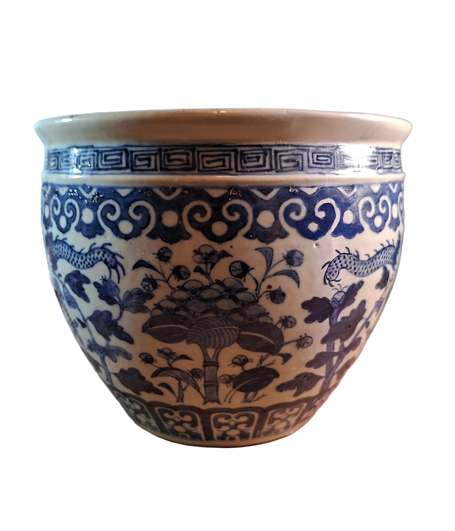 A Fine Blue and White Dragon Planter, China, Qing Dynasty, 18th/19th Century with dragons