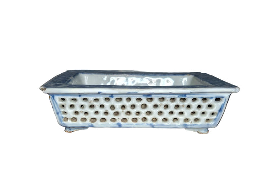 Antique 18th century Chinese blue and white porcelain reticulated jardiniere Kangxi Dynasty