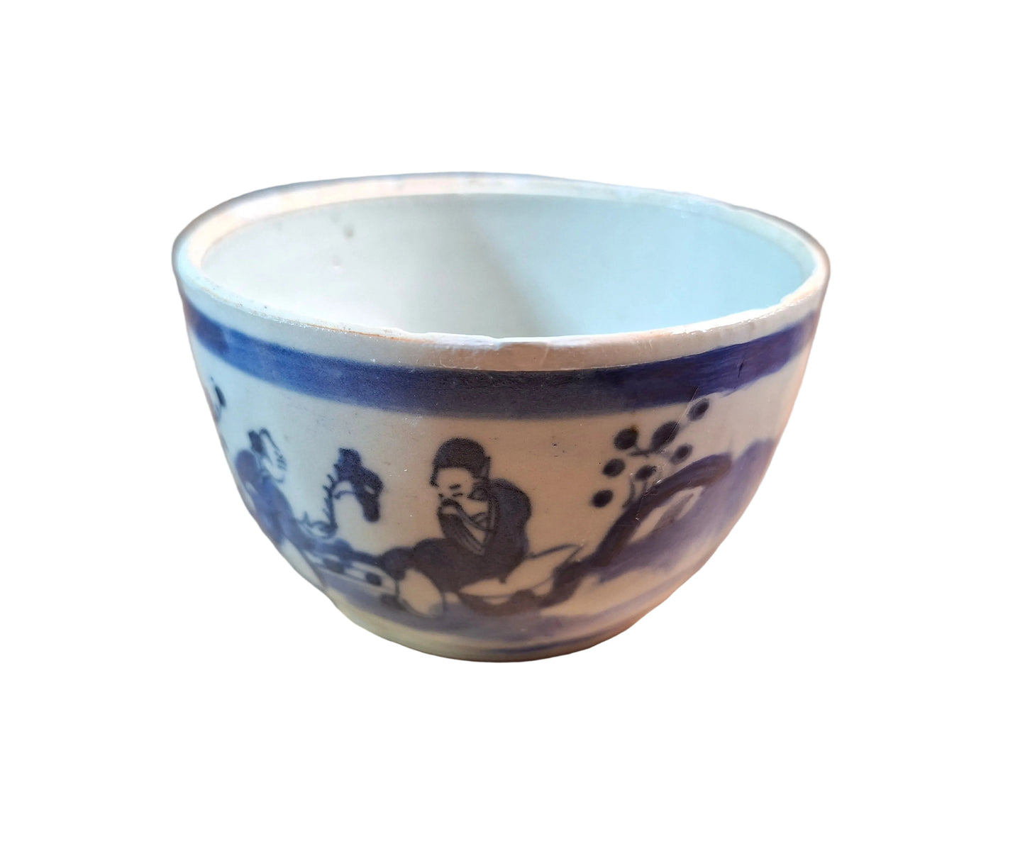 Chinese blue and white underglaze blue porcelain lidded jar, dating from the 18th/19th century. 