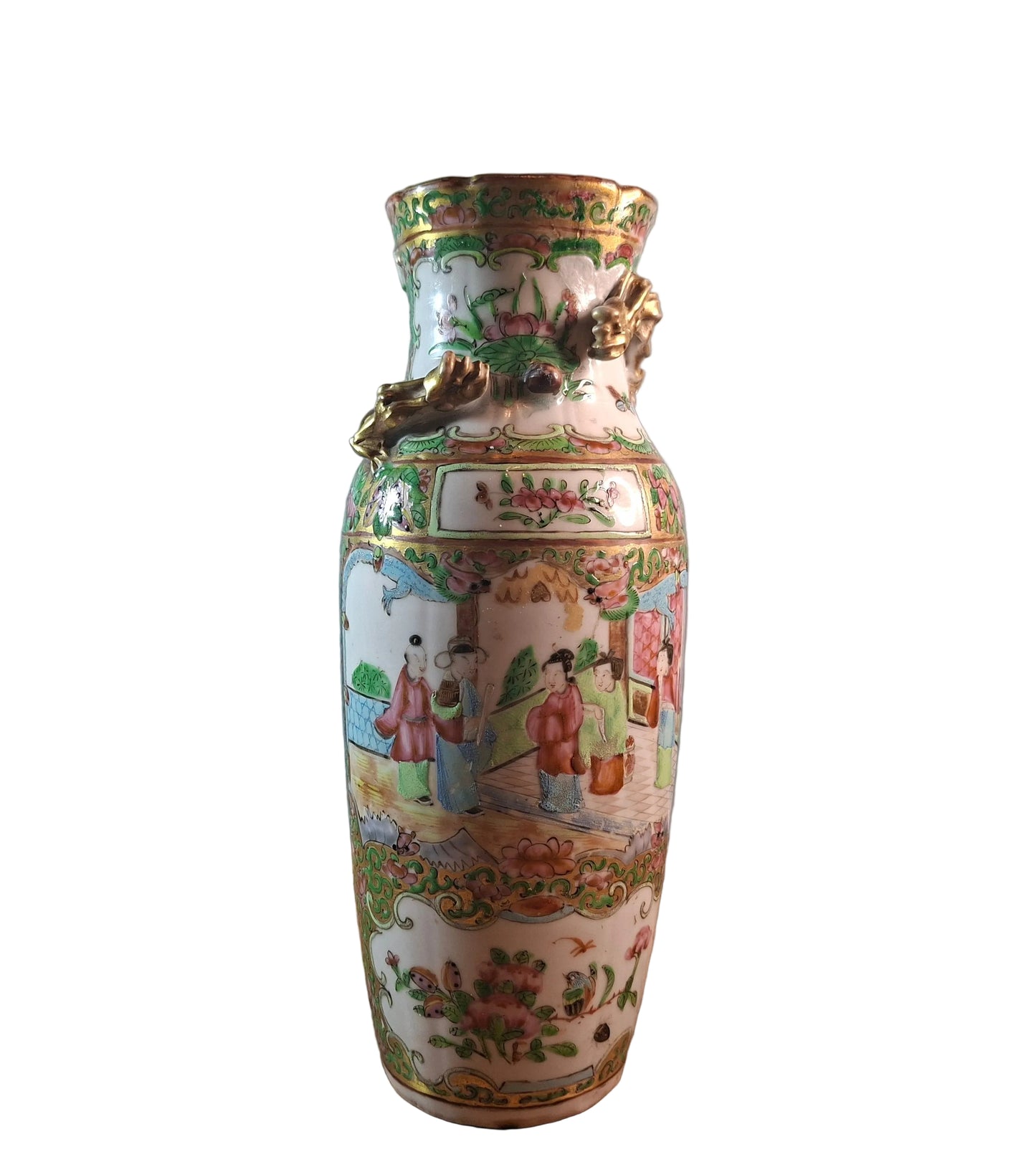 A 19th-century Chinese Canton Famille Rose vase, a fine example of Qing dynasty porcelain artistry.