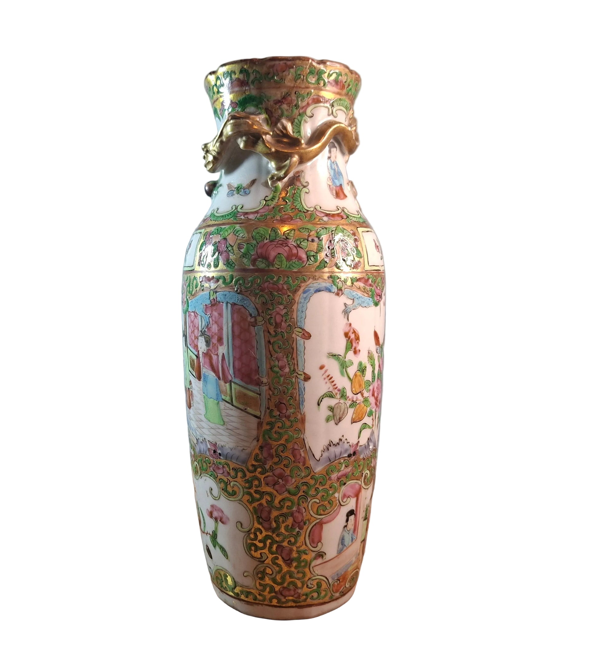 Antique 19th-century Chinese Canton Famille Rose vase.