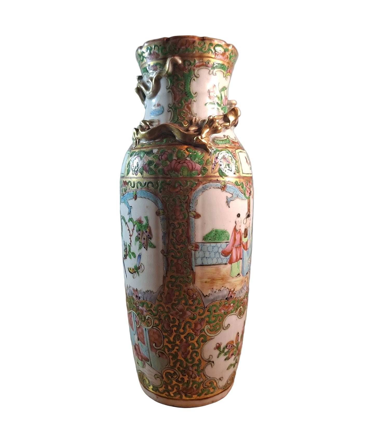 Qing dynasty 19th-century Chinese Canton Famille Rose vase.