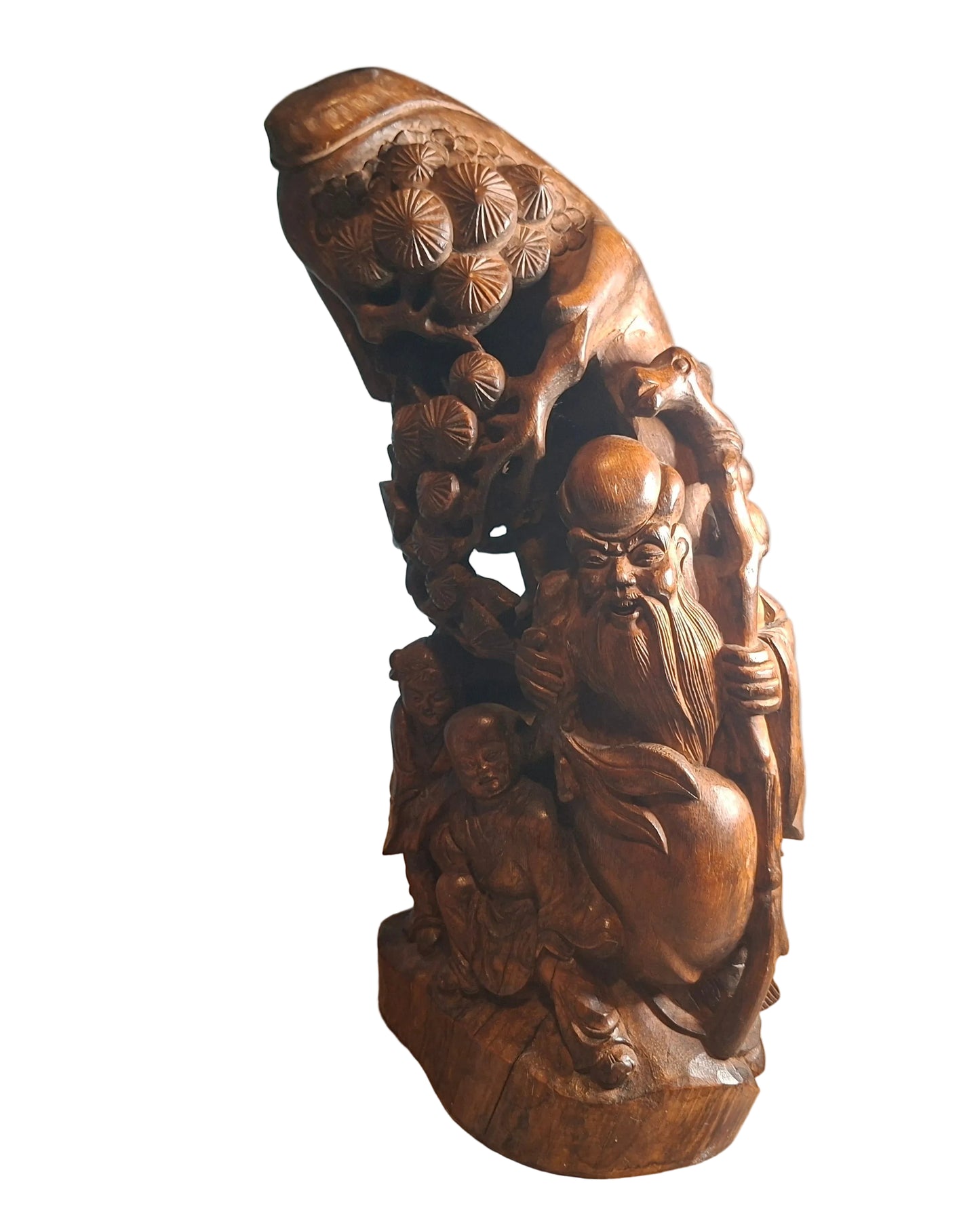 A finely carved Chinese root wood sculpture dating from the late Qing dynasty to the early Republic period.