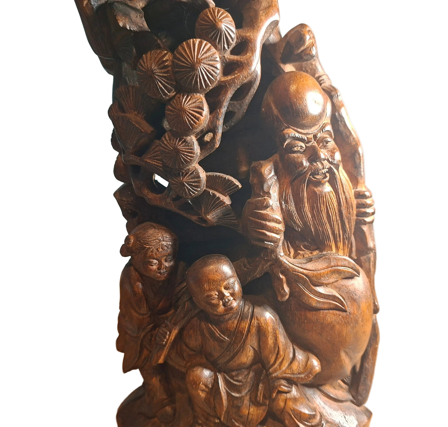 A finely carved Chinese root wood sculpture of Chinese immortal