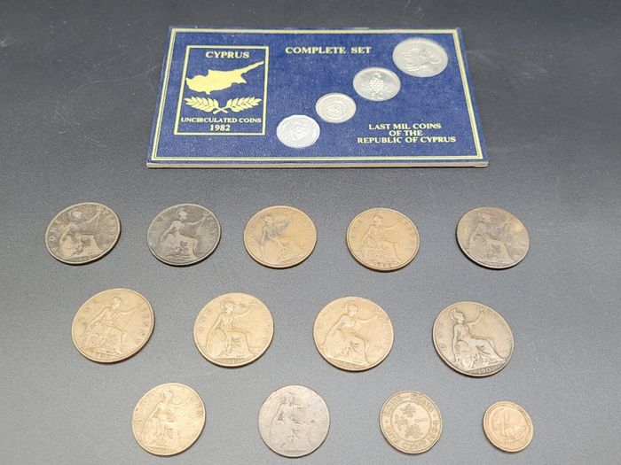 Antique collection of old coins