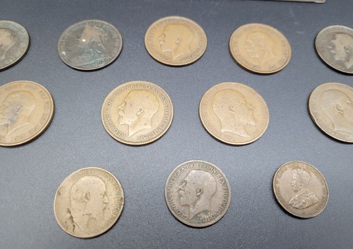 Antique collection of old coins