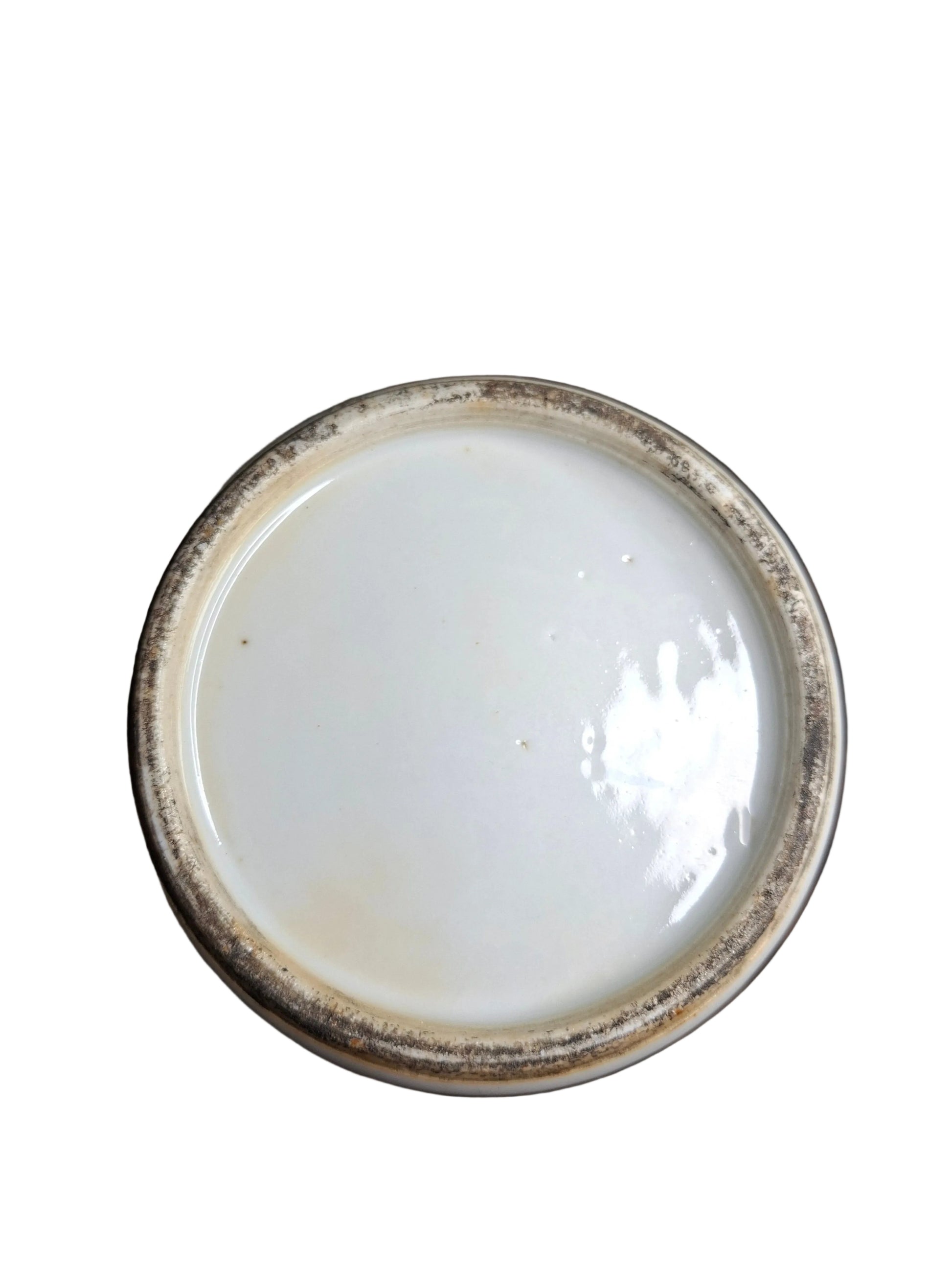 Bottom of a Chinese famille vert Porcelain vase dateing to the 19th century painted with chinese figures and horses 