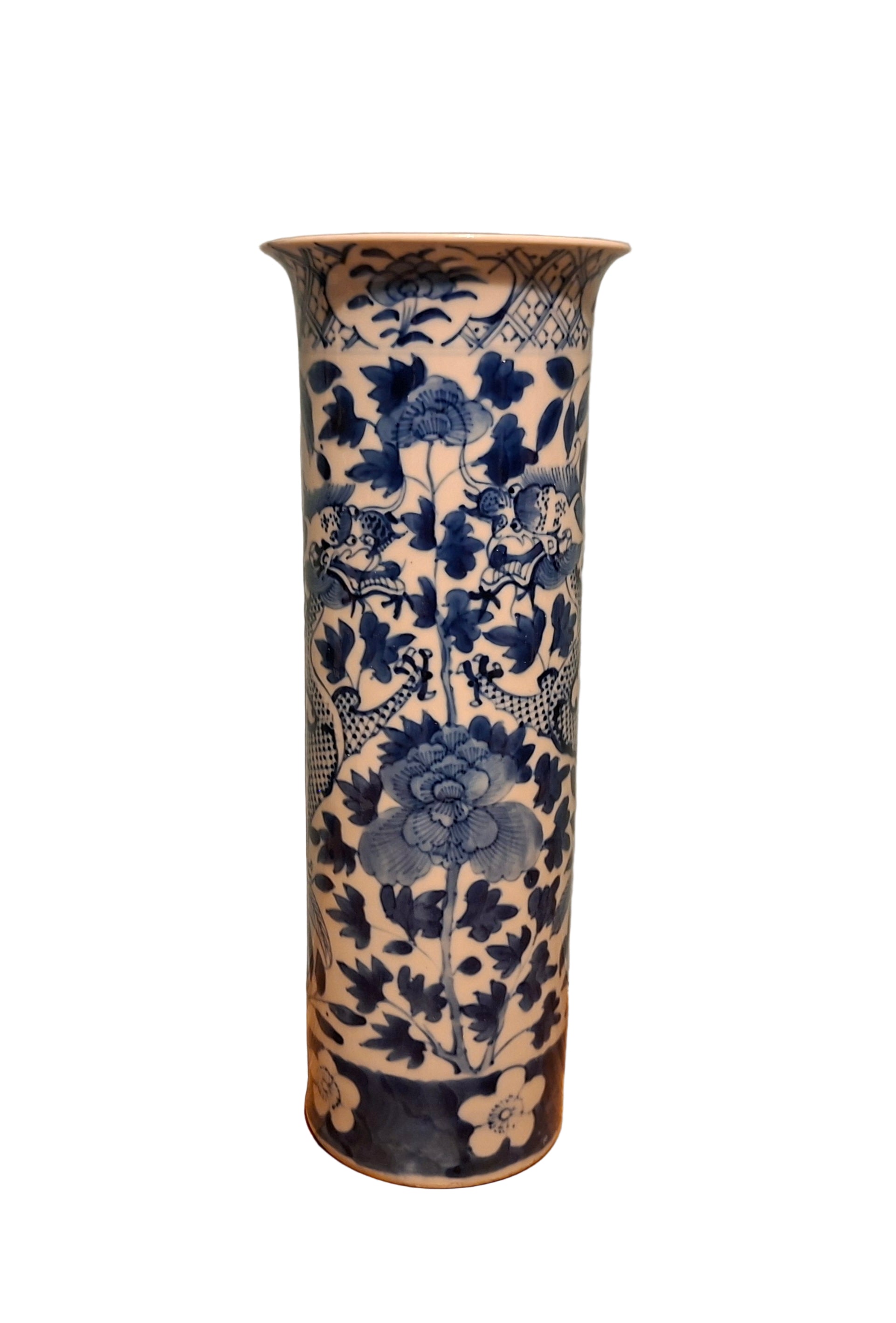 Antique Chinese Vase Decorated with Dragons Among Flowers 