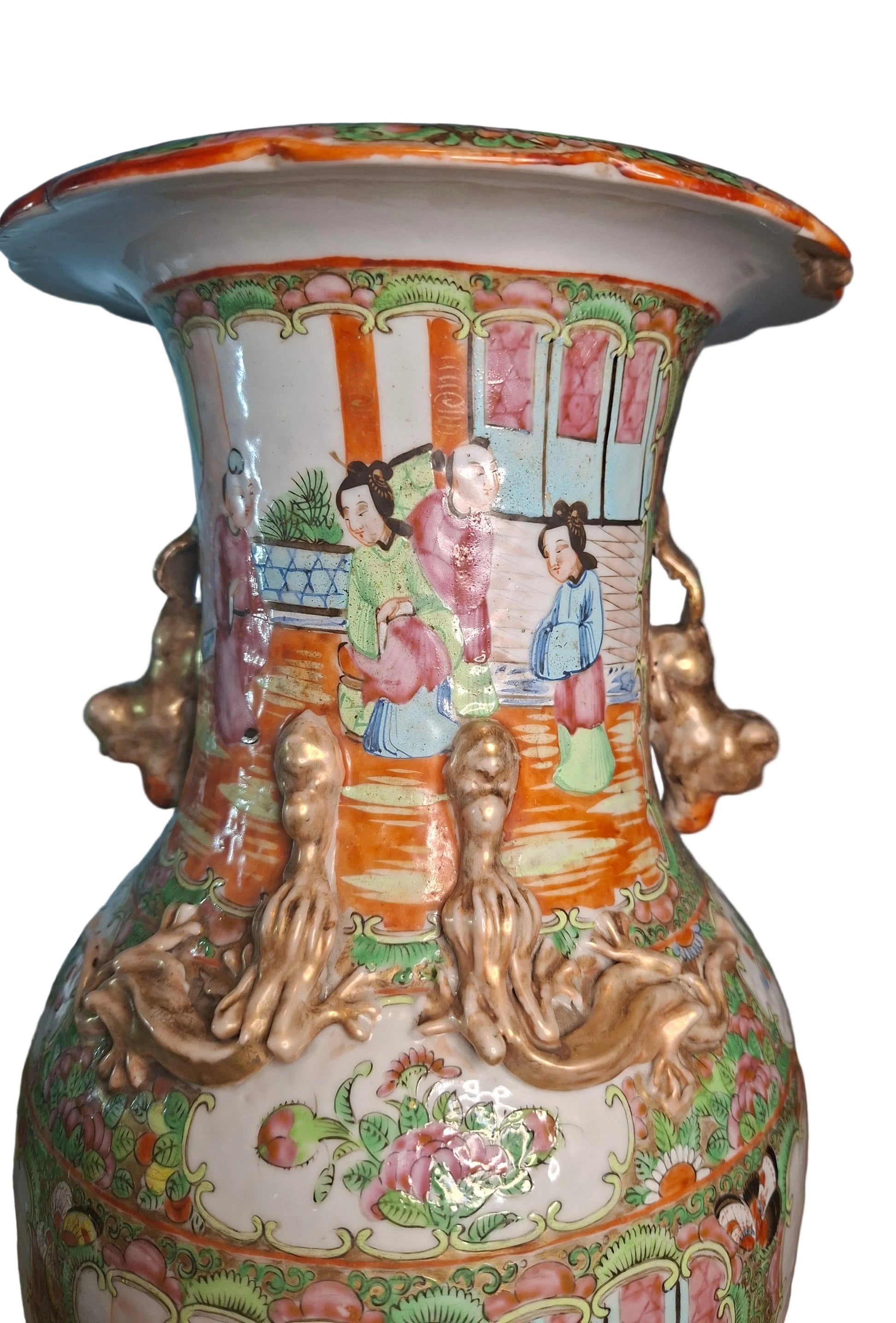 A Cantonese Porcelain Vase also known as famille rose or rose medailian 