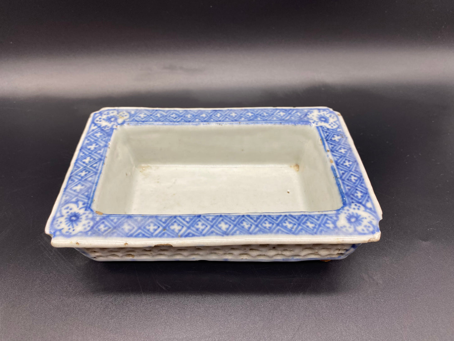 Antiques Online USA Chinese Qing Reticulated Porcelain Planter / Bonsai Tree Pot