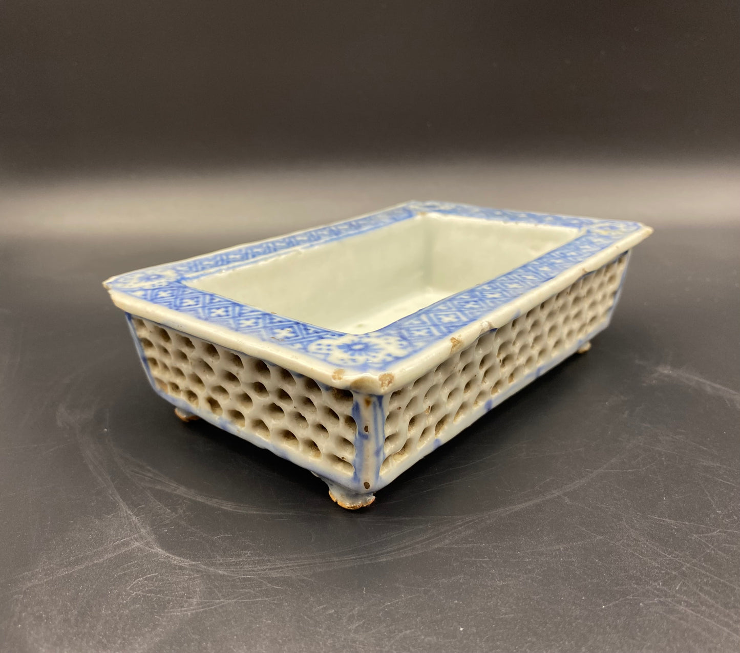 Buy Antiques UK Chinese Qing Reticulated Porcelain Planter / Bonsai Tree Pot