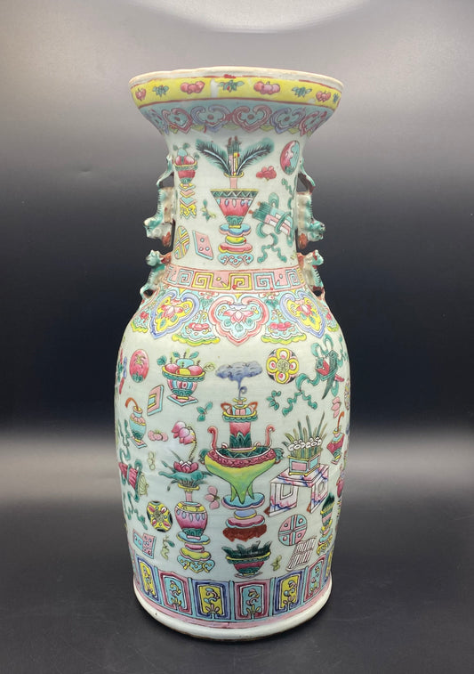 Chinese Famille Rose Porcelain Vase 19th Century Large Vase