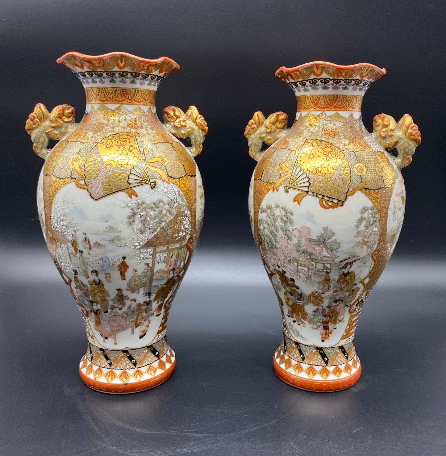 Japanese Satsuma Meiji Vase High Quality SIGNED PAIR