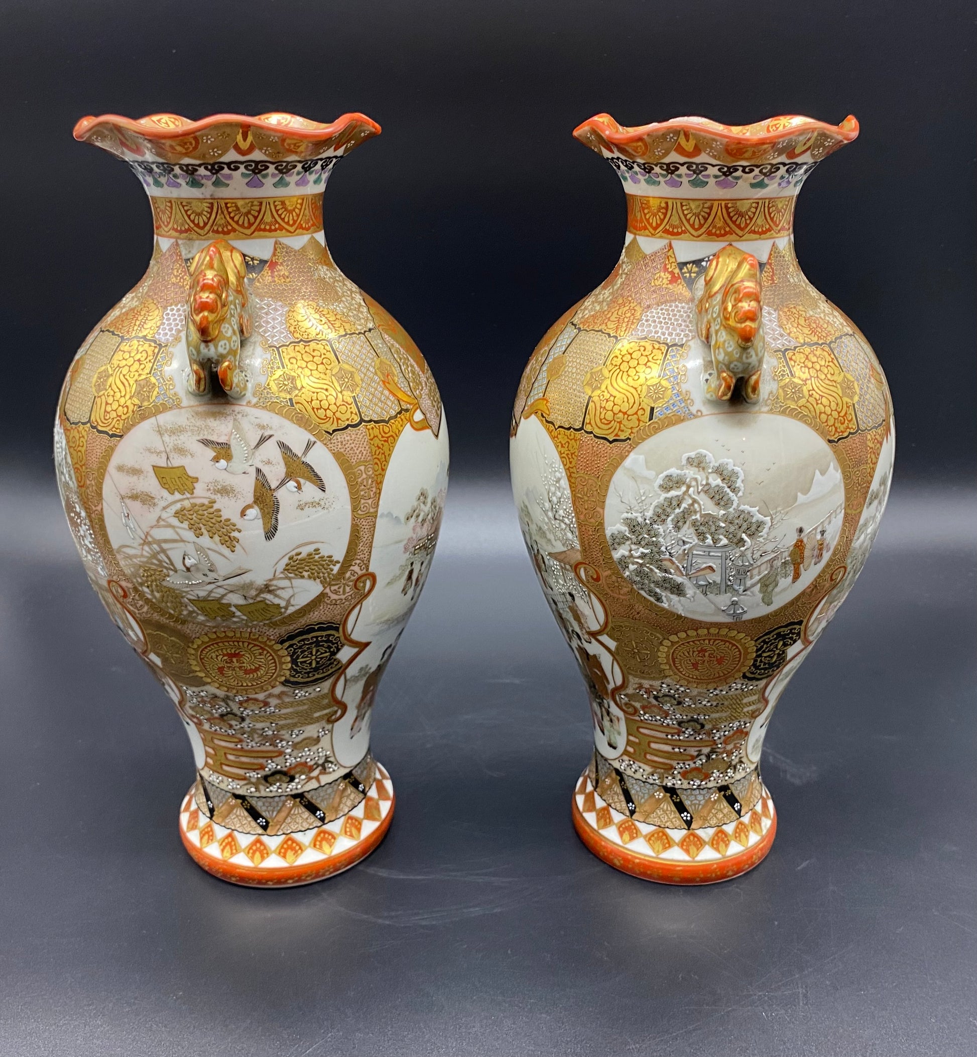 KBantiques.com - Japanese Satsuma Meiji Vase High Quality SIGNED PAIR
