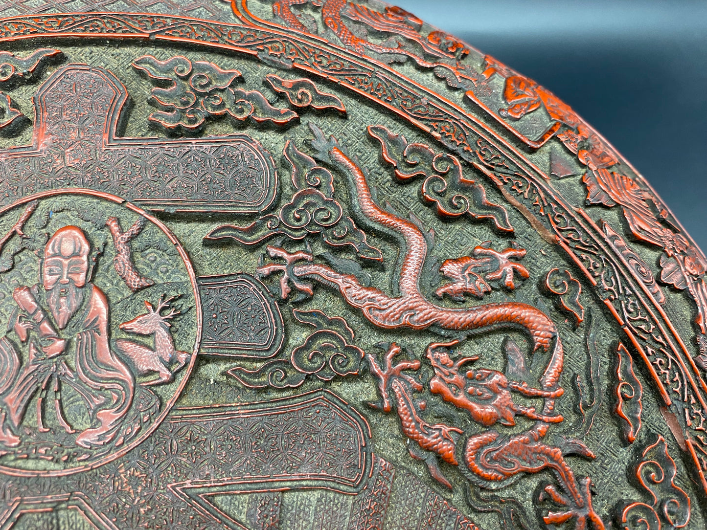 CHINESE ANTIQUES ONLINE - LARGE CINNABAR LACQUER 'DRAGON' BOX AND COVER QING DYNASTY