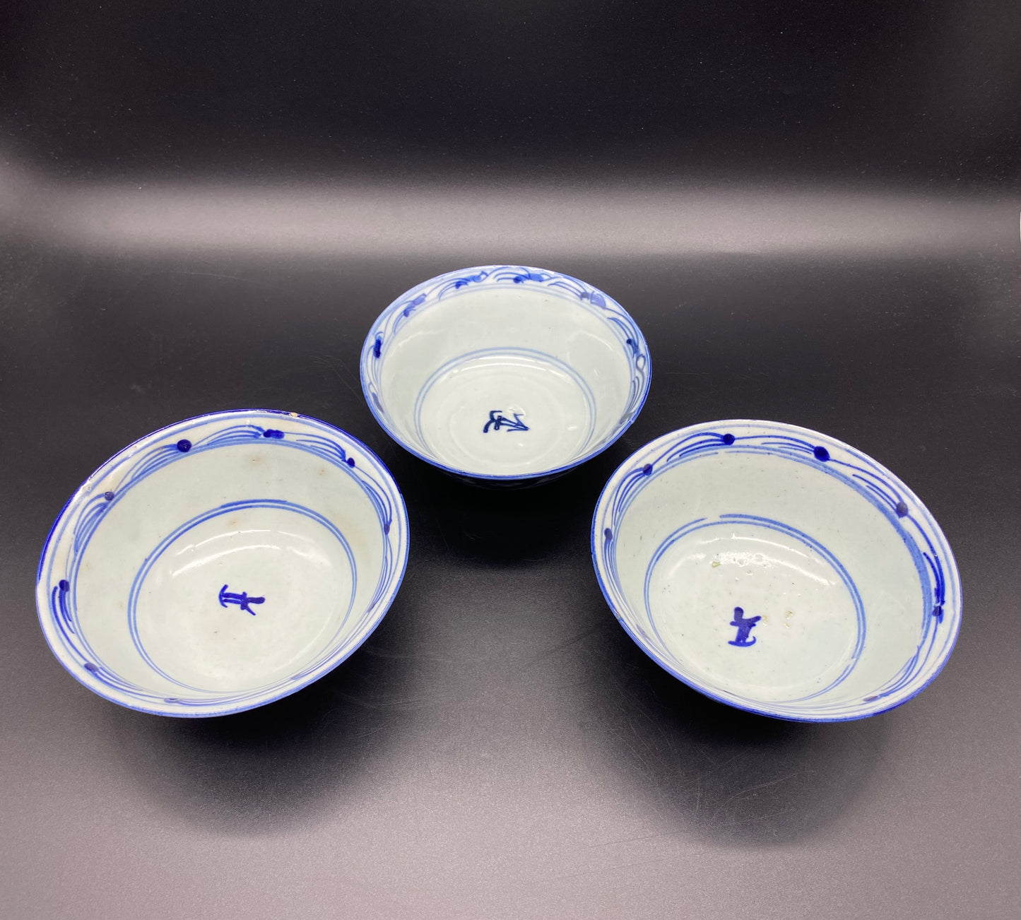 Antiques & Collectables Online - Three Chinese Provencal Blue & White Qing Porcelain Bowls 18th Century 
